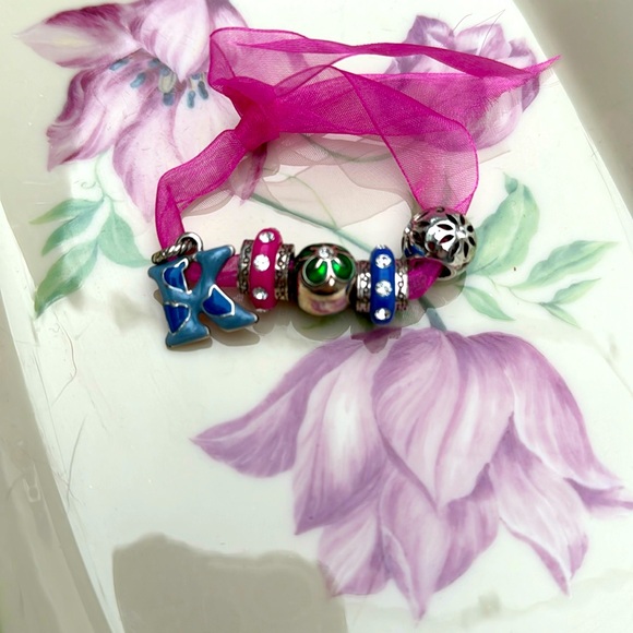 Cluster of Brighton Charms - Blue Letter K, Shamrock Charm, Crystal Spaces - Picture 1 of 4